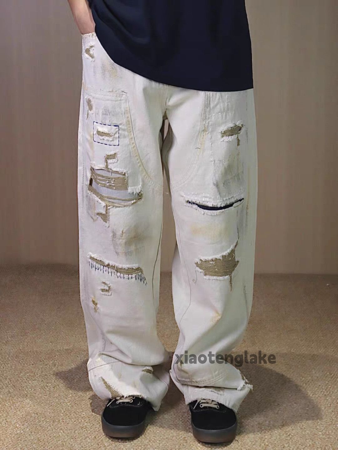 Vintage xz utility loose baggy wide Leg ripped carpenter pants Size US 36 / EU 52 - 3 Thumbnail