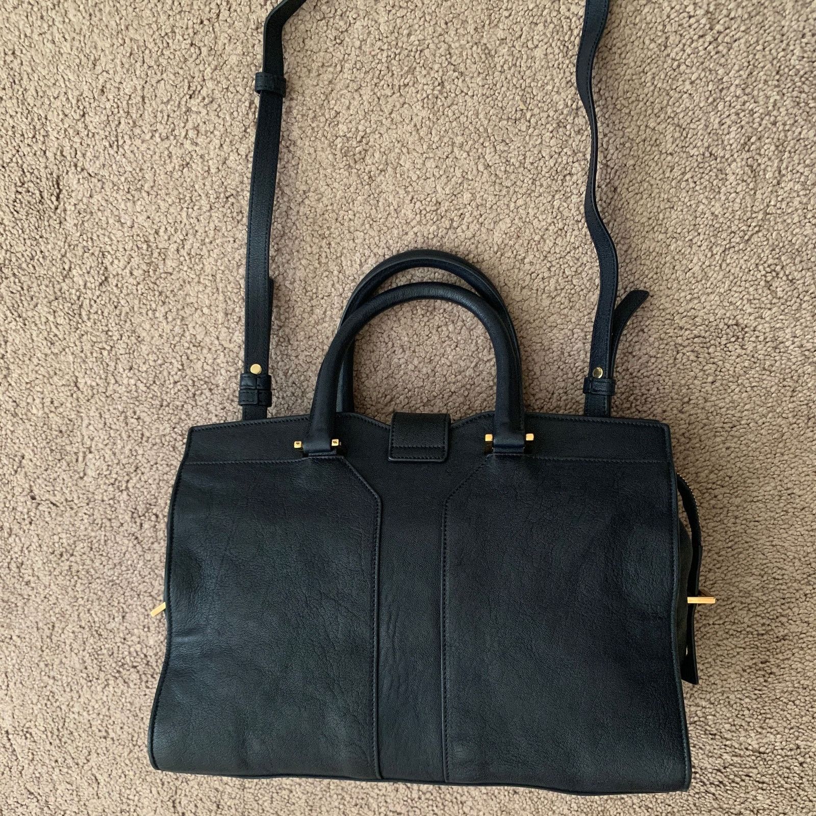 Yves Saint Laurent Y1009 YSL dark blue cabas leather bag with strap removable Size ONE SIZE - 3 Thumbnail