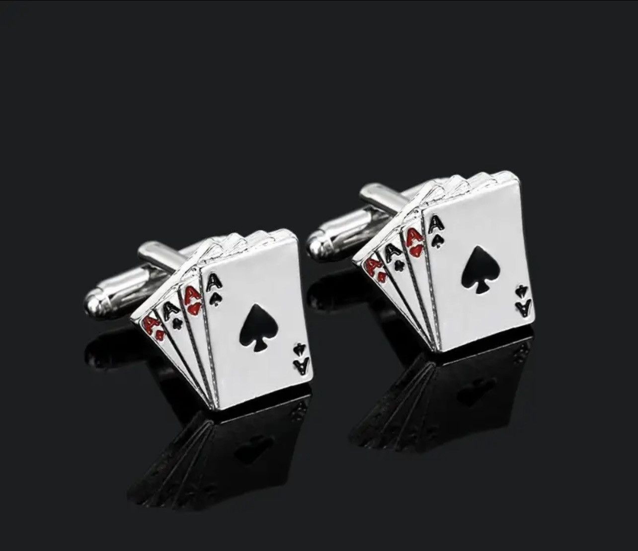 Other Men’s four aces silver enamel cuff links Size ONE SIZE - 1 Thumbnail