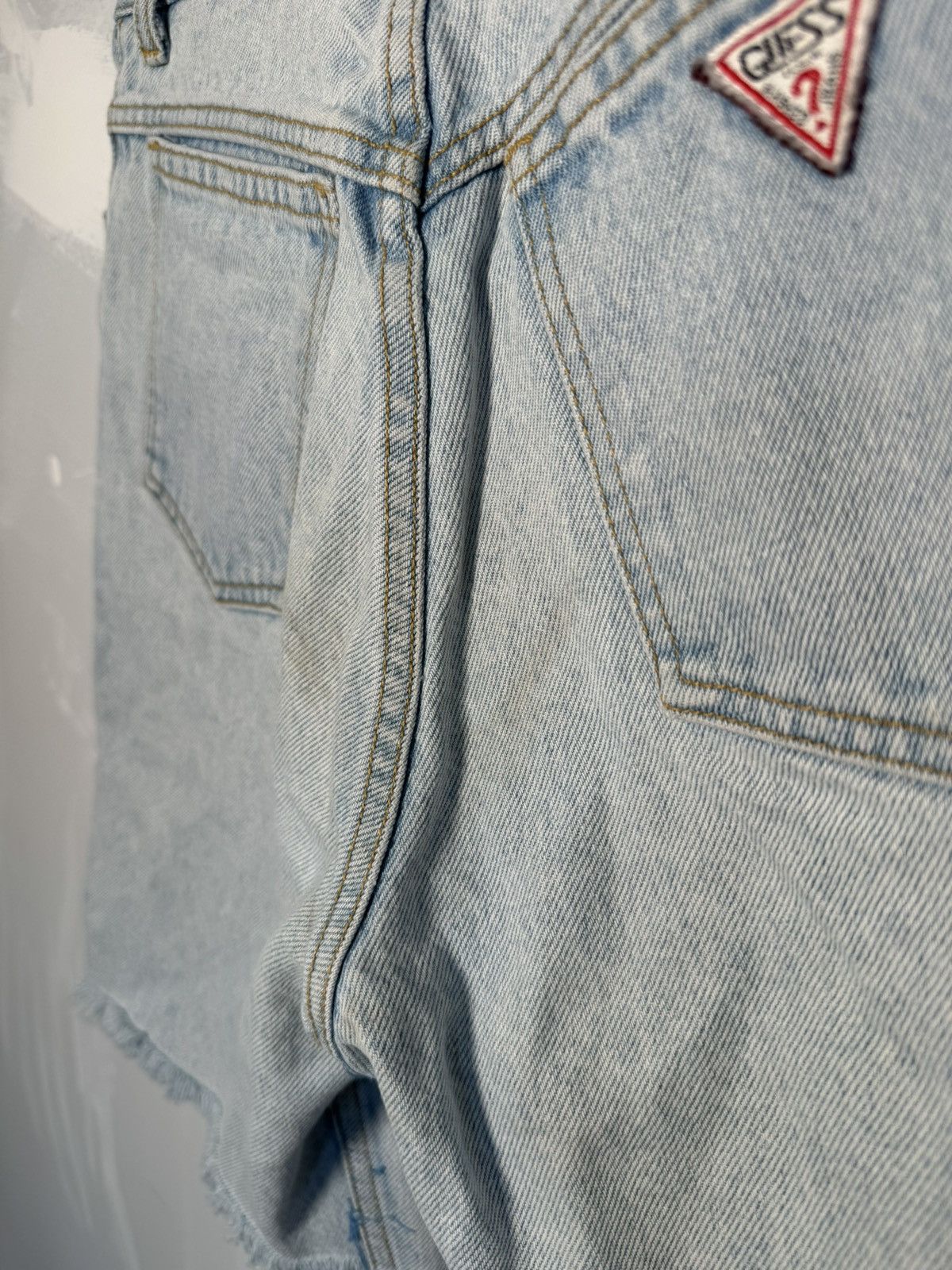 Guess × Vintage Guess Light Wash Denim Shorts Ripped Distressed Size US 29 - 5 Thumbnail