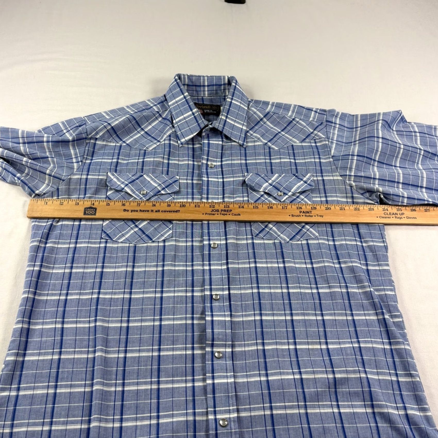 Vintage VINTAGE Panhandle Slim Shirt Mens 16.5 Blue Plaid Pearl Snap Up Western USA Made Cowboy Size US XL / EU 56 / 4 - 4 Thumbnail
