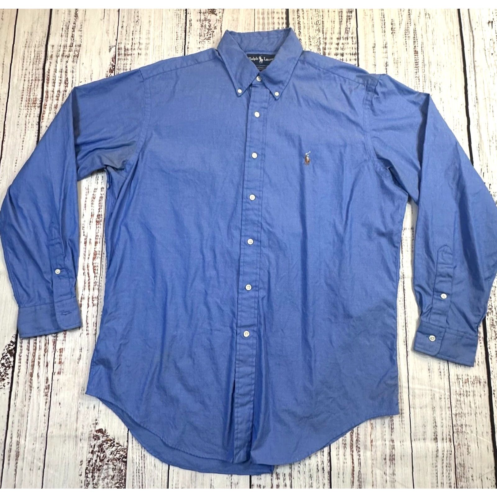 Polo Ralph Lauren Polo Ralph Lauren Button-Down Blue Yarmouth Medium 16/35 Cotton Shirt Mens Classic Blue Polo Ralph Lauren Button-Down Solid Blue 16/35 Cotton Size US M / EU 48-50 / 2 - 2 Thumbnail