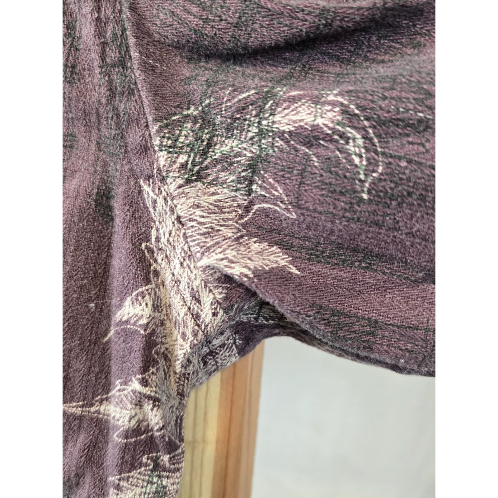 Chaps Chaps Men’s Long Sleeve Button-Up Flannel Shirt W/Leaf Design - Size L - Purple, 43-45 Chest - Cotton, Regular Fit, Fall/Winter, Men Size US L / EU 52-54 / 3 - 6 Thumbnail