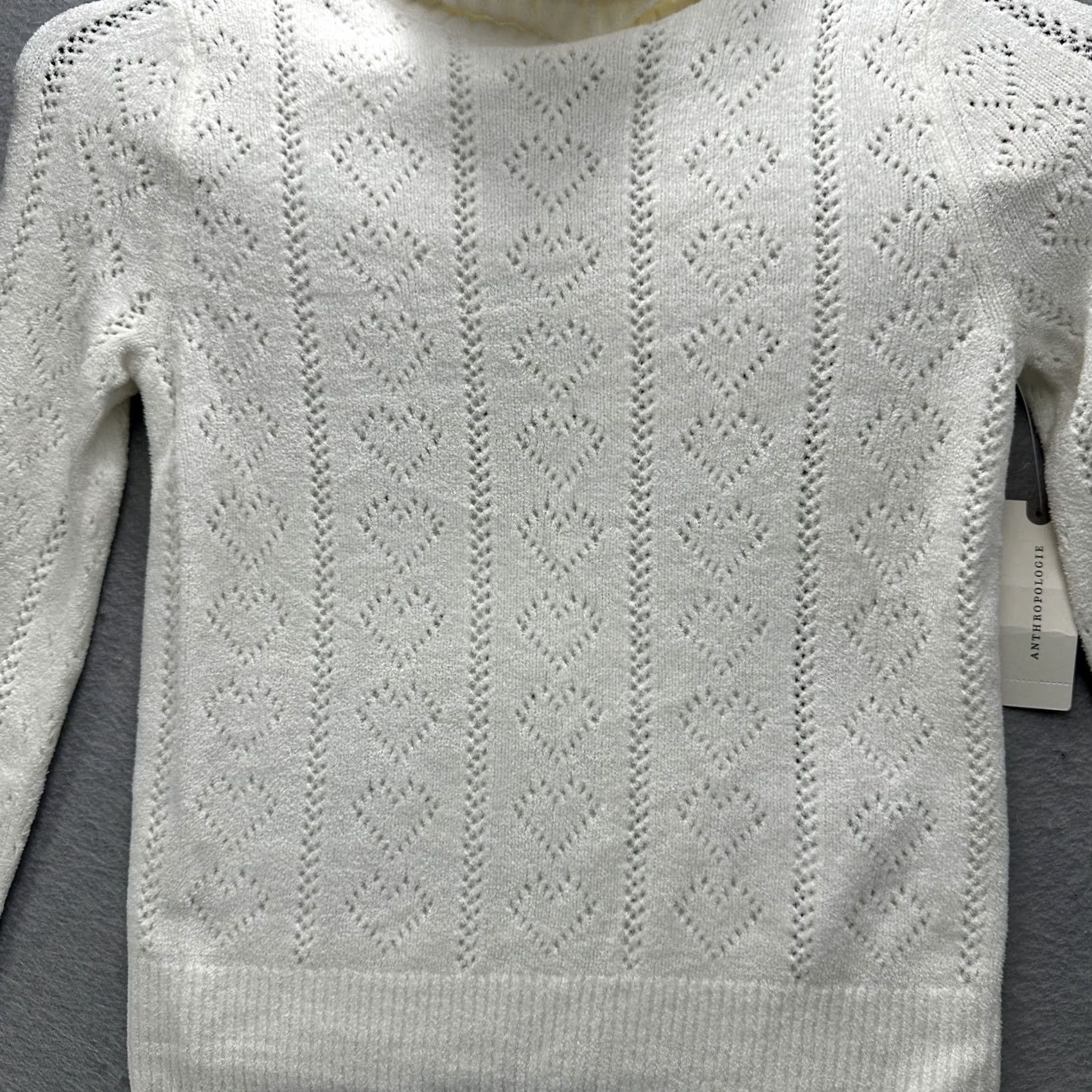 Vintage Maeve Sweater Womens XXS White Turtleneck Knit Pullover Heart Pattern Luxury Knitwear Size XXS / US 00 / IT 34 - 3 Thumbnail