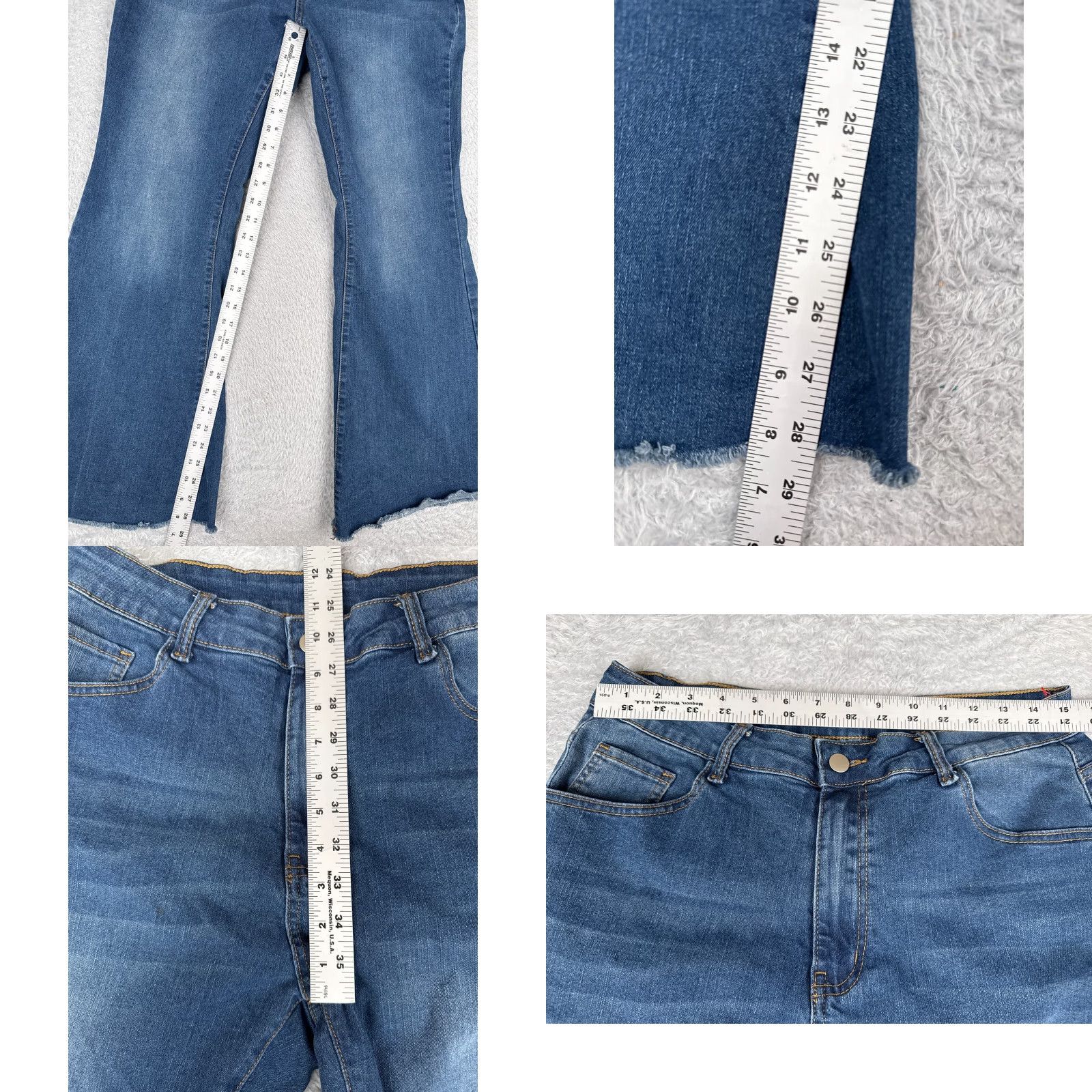 Shein Shein Jeans Women Extra Large Blue Denim Wide Flare High Rise Cotton 31x29 Size 40" / US 18 - 8 Thumbnail