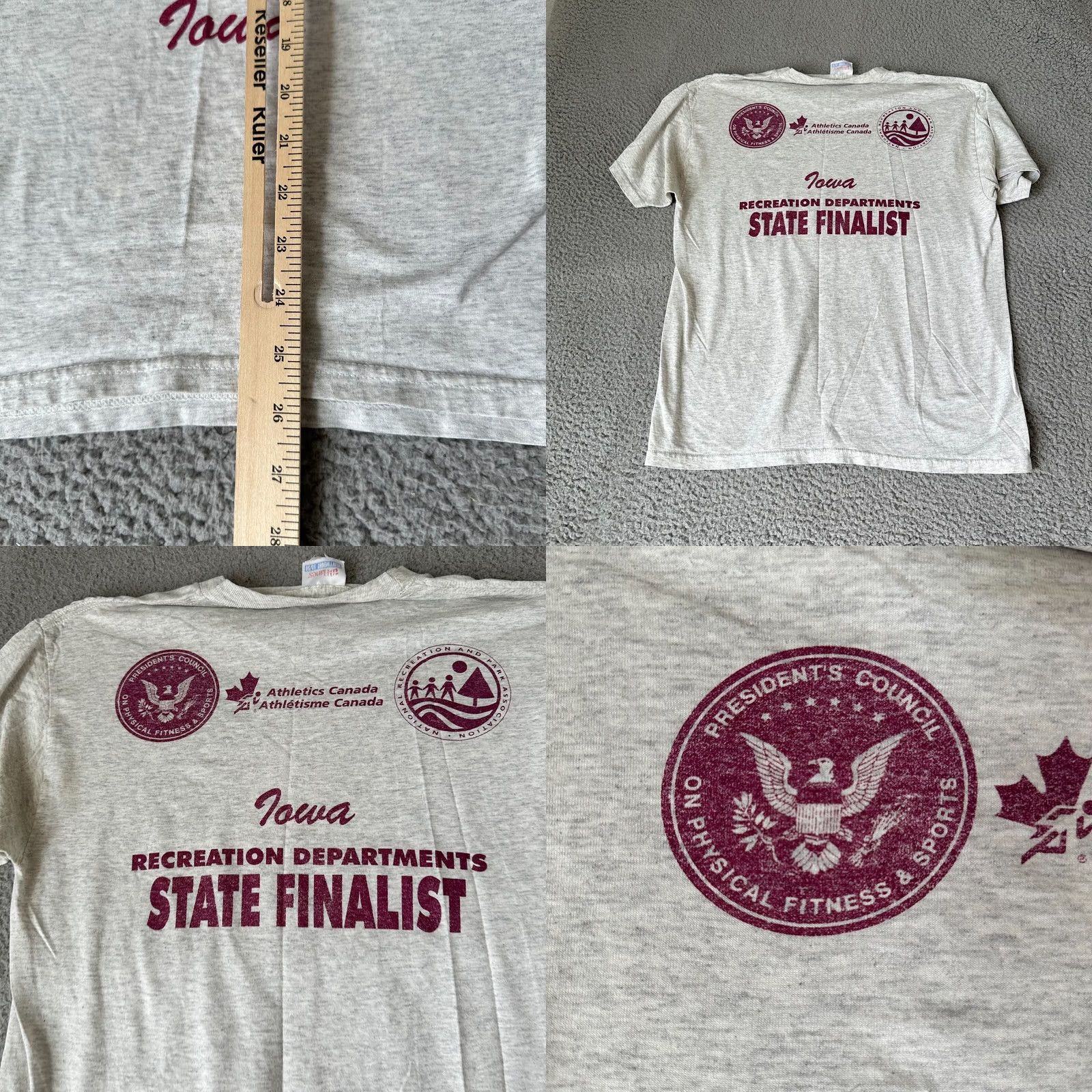 Hanes VINTAGE Hanes Track & Field Shirt Mens M Gray 90s Iowa Short Sleeve Crew Neck 80s 90s Classic School Football Mens Size US M / EU 48-50 / 2 - 9 Thumbnail