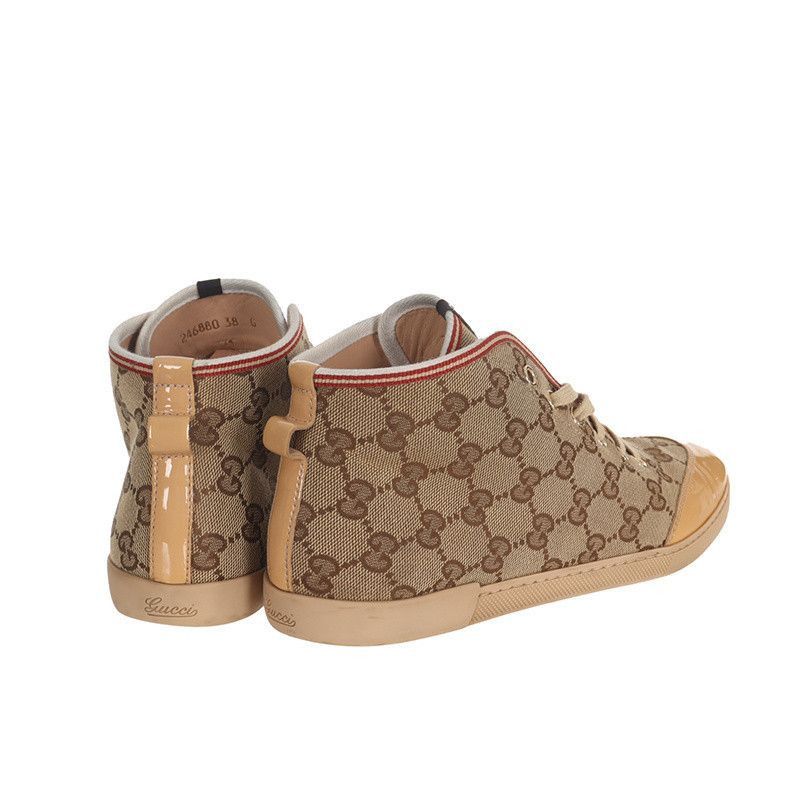 Gucci Logo High-Top Sneakers in Brown -