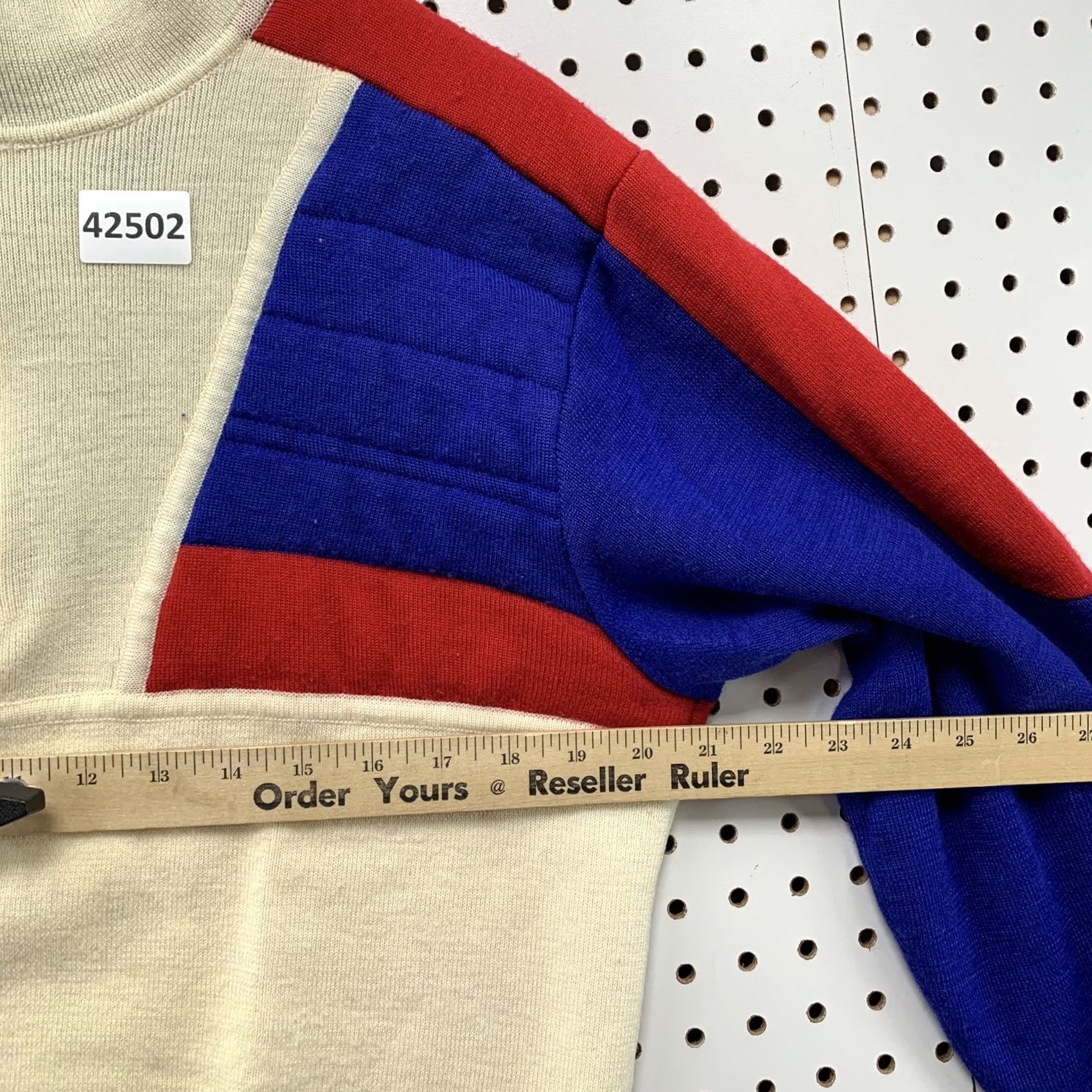Obermeyer Vintage Obermeyer Sweater Mens Large Cream Red Blue Wool Blend Knit Pullover Size US L / EU 52-54 / 3 - 4 Thumbnail