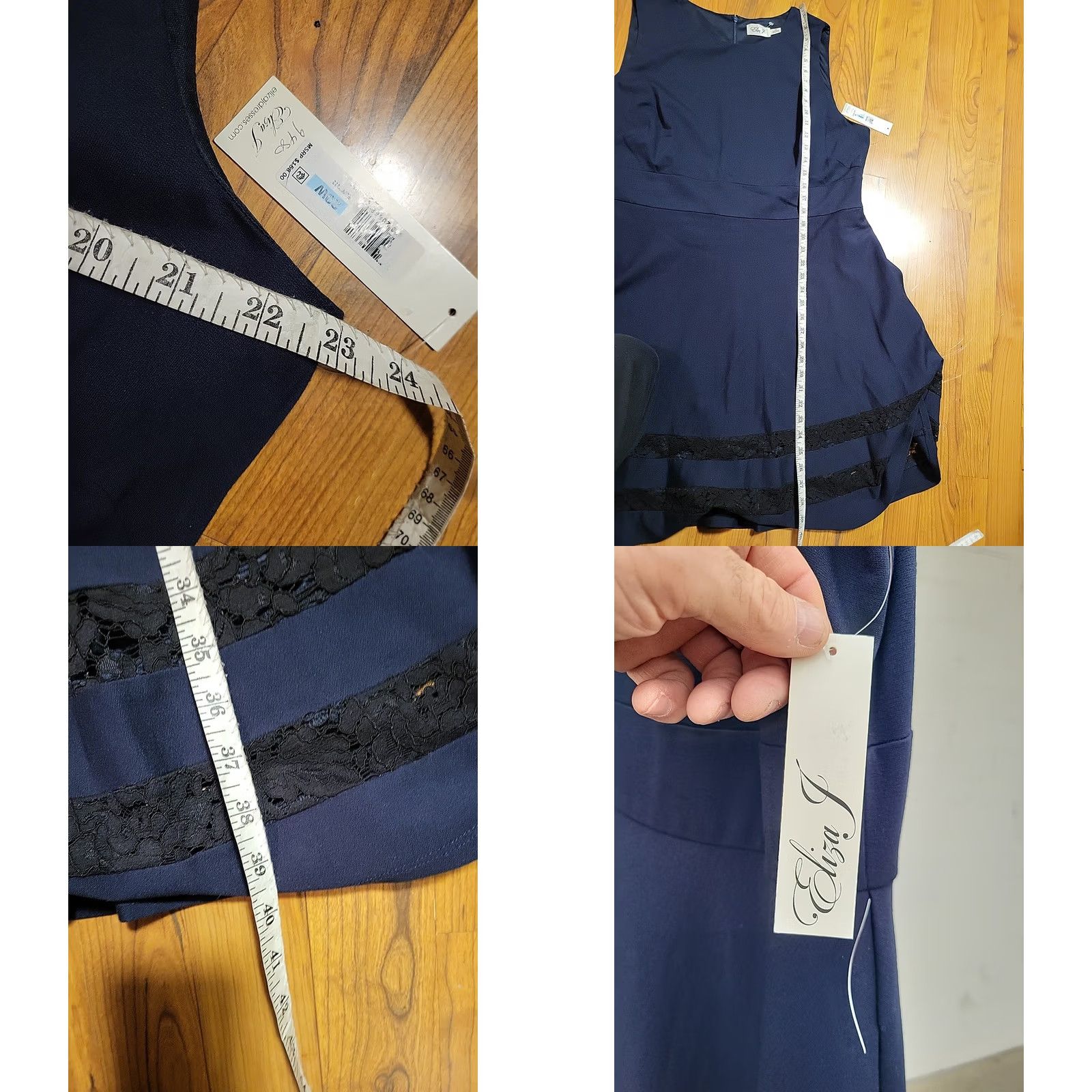 Vintage Eliza J Slip Dress Navy Blue 20W Knee Length Lined Plus Size Women Sleeveless Round Neck Party/Cocktail Casual Formal NWT MSRP 159 Size 3XL / US 20-22 - 8 Thumbnail