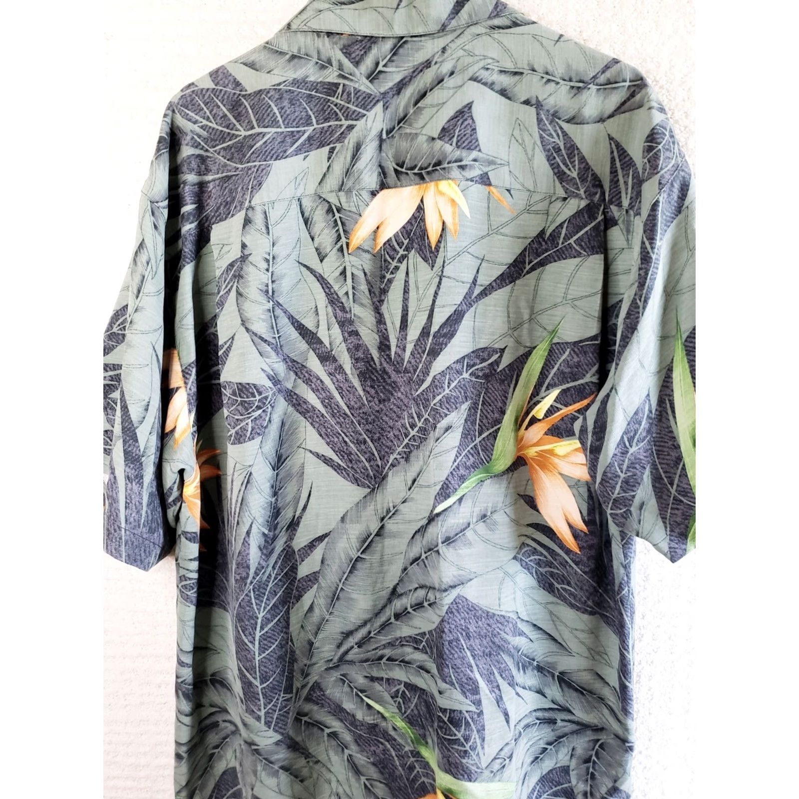 Tommy Bahama Tommy Bahama Silk Shirts Button-Up Short Sleeve Floral Bird of Paradise Orange Green Foilage L Mens Size US L / EU 52-54 / 3 - 7 Thumbnail