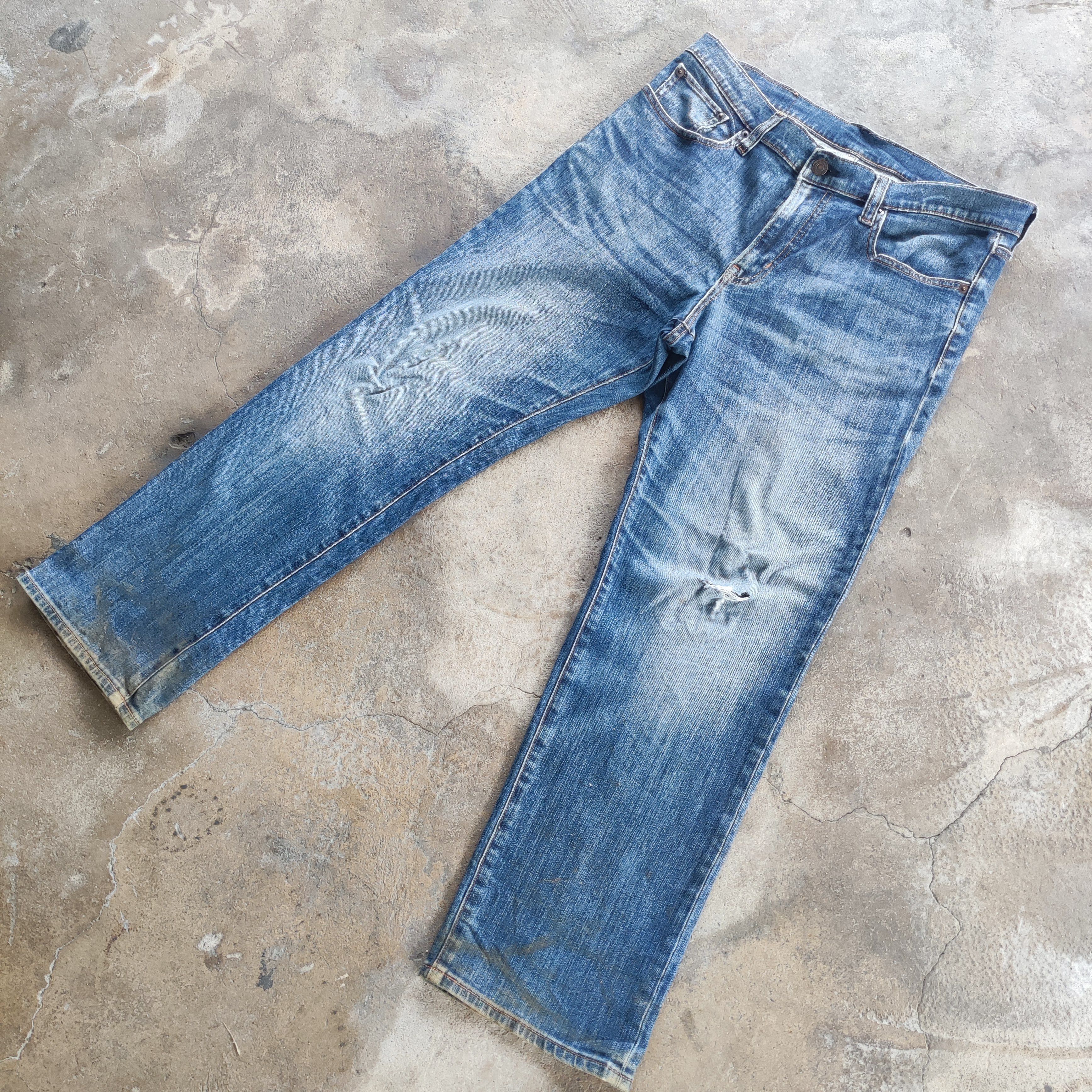 Japanese Brand Vintage Japanese Brand Straight Cut Jeans Faded Ripped Pants Size US 33 - 3 Thumbnail
