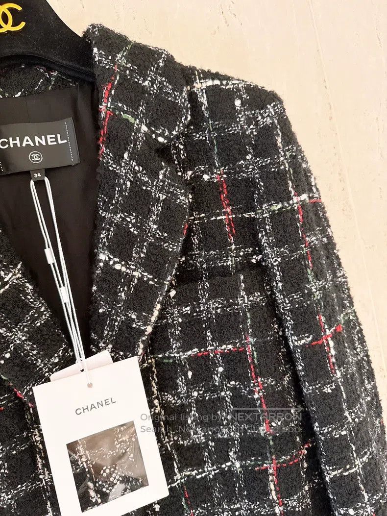 Chanel Chanel 22K autumn and winter black plaid tweed suit jacket Size XXS / US 00 / IT 34 - 3 Thumbnail