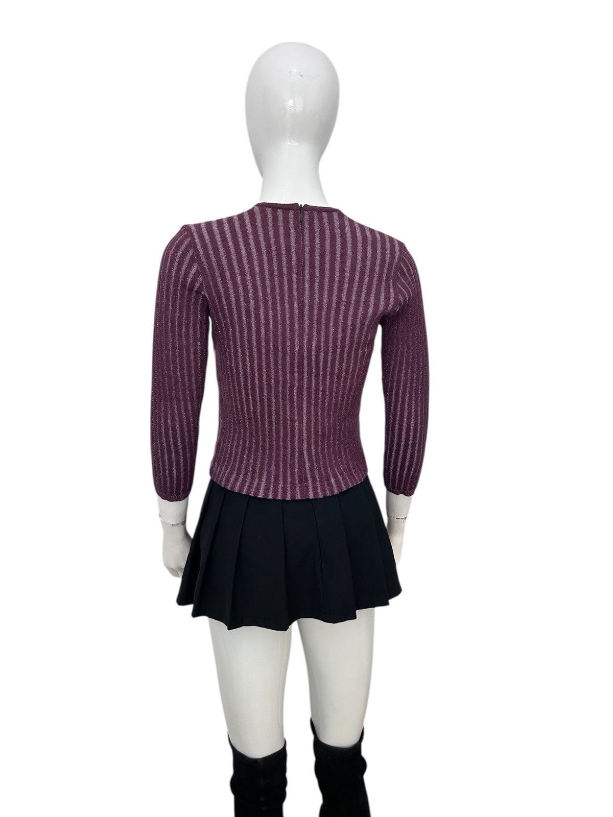 If Six Was Nine Vintage Y2k Distorted Grid Lace Up Knit Top Size M / US 6-8 / IT 42-44 - 6 Thumbnail
