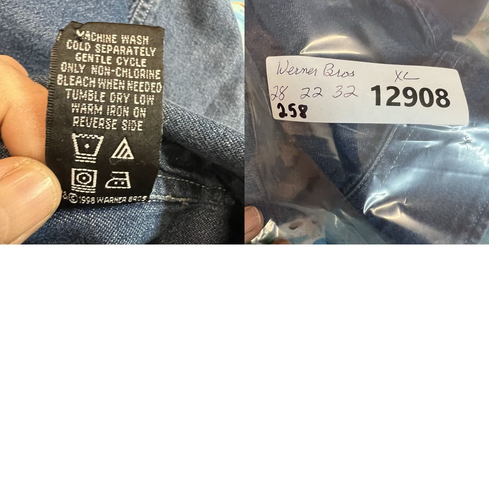 Vintage VINTAGE Werner Bros. Marvin Martian Denim Shacket Mens XL Blue 90s Graphic Print Button-Up Size US XL / EU 56 / 4 - 8 Thumbnail