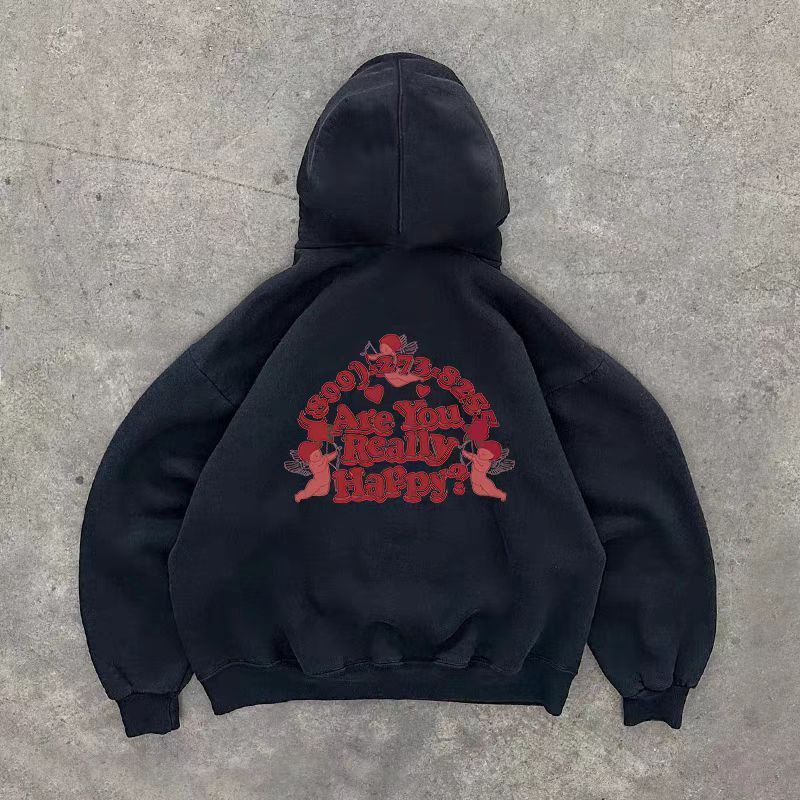 Japanese Brand Street washed vintage Cupid print hoodie y2k Size US L / EU 52-54 / 3 - 1 Thumbnail