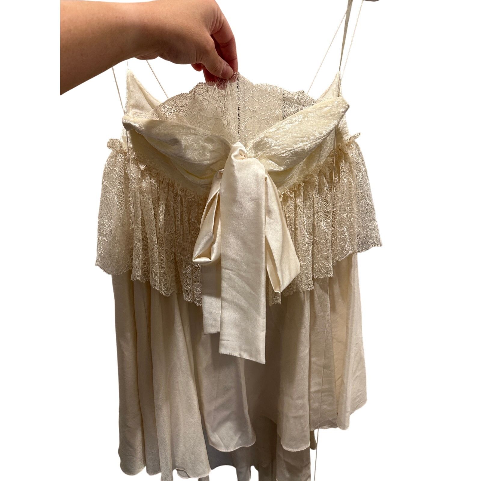 Other Amoralle Ivory Tasseled Lace & Chiffon Ruffle Lingerie Slip Size M / US 6-8 / IT 42-44 - 5 Thumbnail