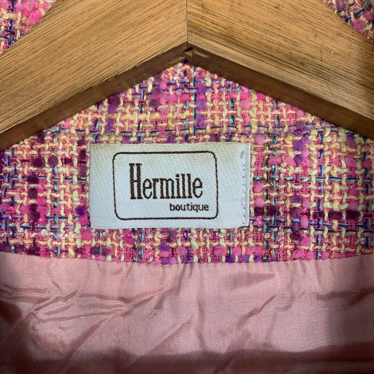Vintage HERMILLE BOUTIQUE Pink Tweed Jacket #2747-C124 Size S / US 4 / IT 40 - 13 Thumbnail