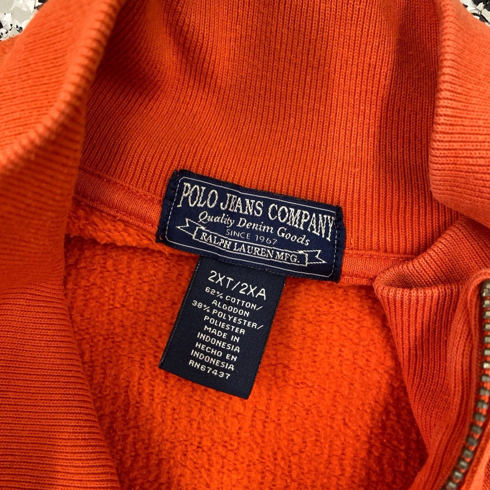 Ralph Lauren VINTAGE Polo Jeans Co. Ralph Lauren Mens Orange Zip Mock Neck 2XT Cotton Sweater Pullover MENS Size US XXL / EU 58 / 5 - 3 Thumbnail