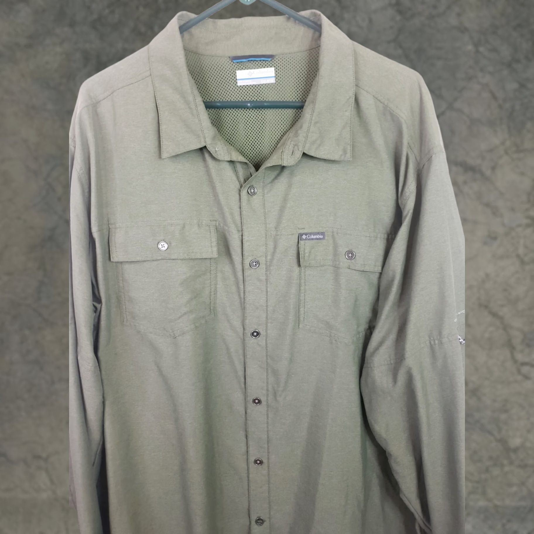 Vintage Columbia PFG OMNISHADE Men's 2XL Green Long Sleeve Vented Fishing Shirt Size US XXL / EU 58 / 5 - 1 Thumbnail