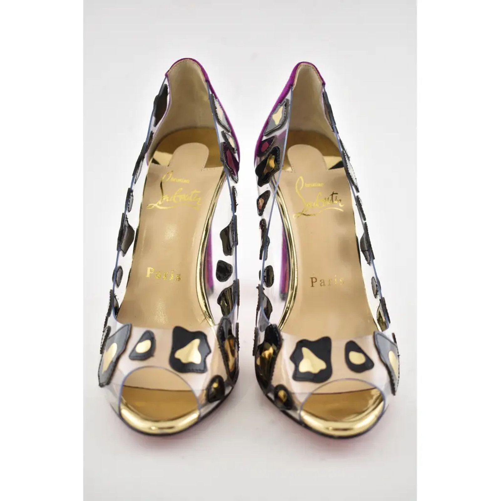 Christian Louboutin Christian Louboutin Parsefal 100 Black Gold PVC Patent Size US 7.5 / IT 37.5 - 6 Thumbnail