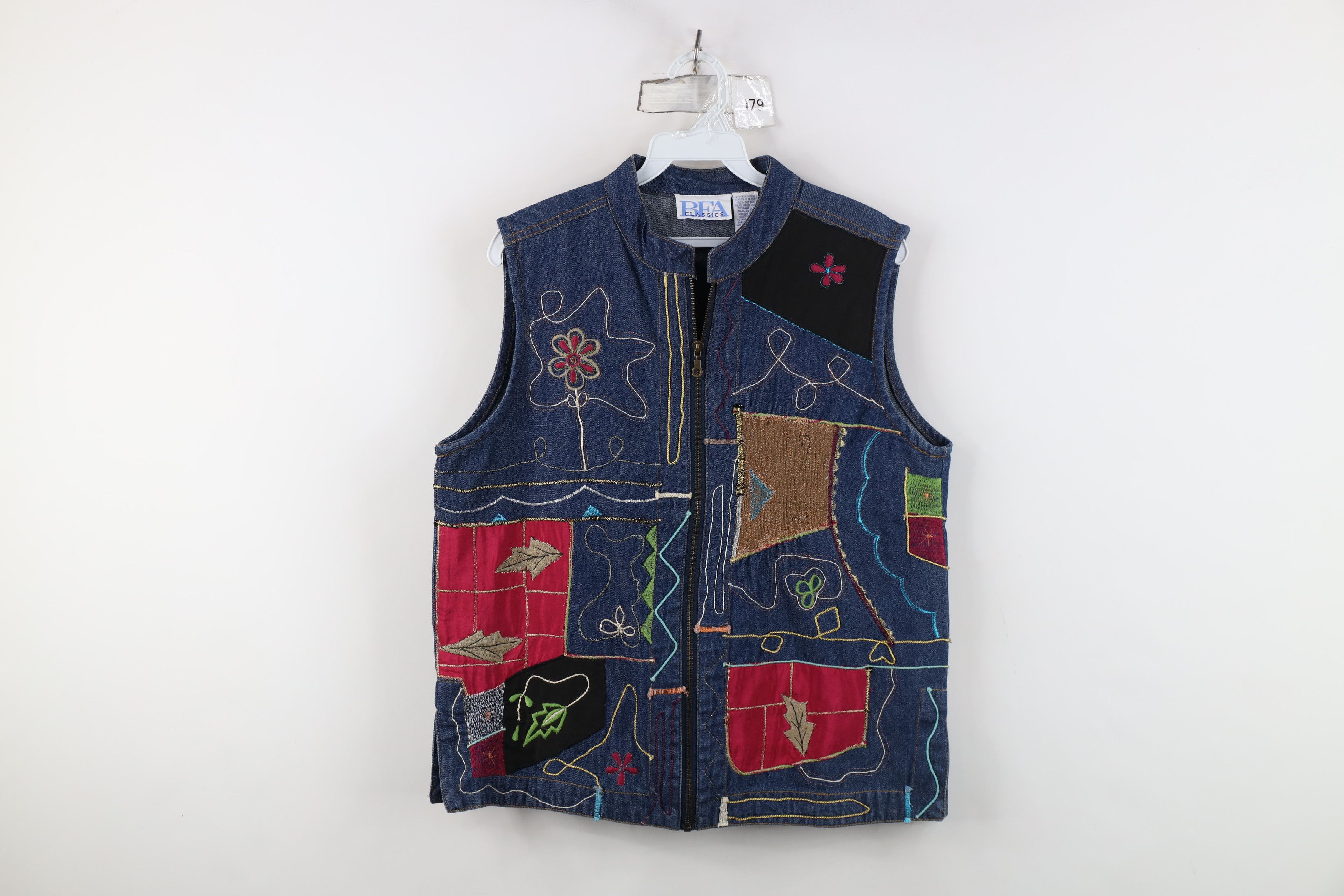 Vintage Vintage Y2K Streetwear Abstract Art Flower Denim Vest Jacket Size M / US 6-8 / IT 42-44 - 1 Thumbnail