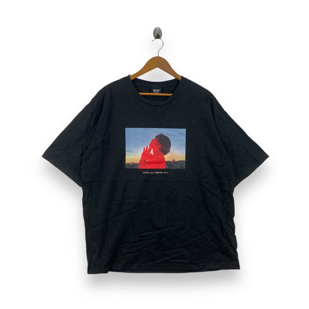 Vintage HEHN RECORDS Love All Serve All Sunset Portrait Tee Shirt Size US XL / EU 56 / 4 - 1 Thumbnail
