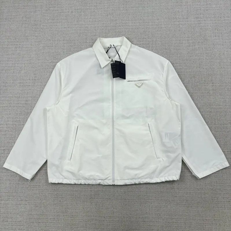 Prada Prada White Cotton Logo Jacket for Men Size US XL / EU 56 / 4 - 1 Thumbnail