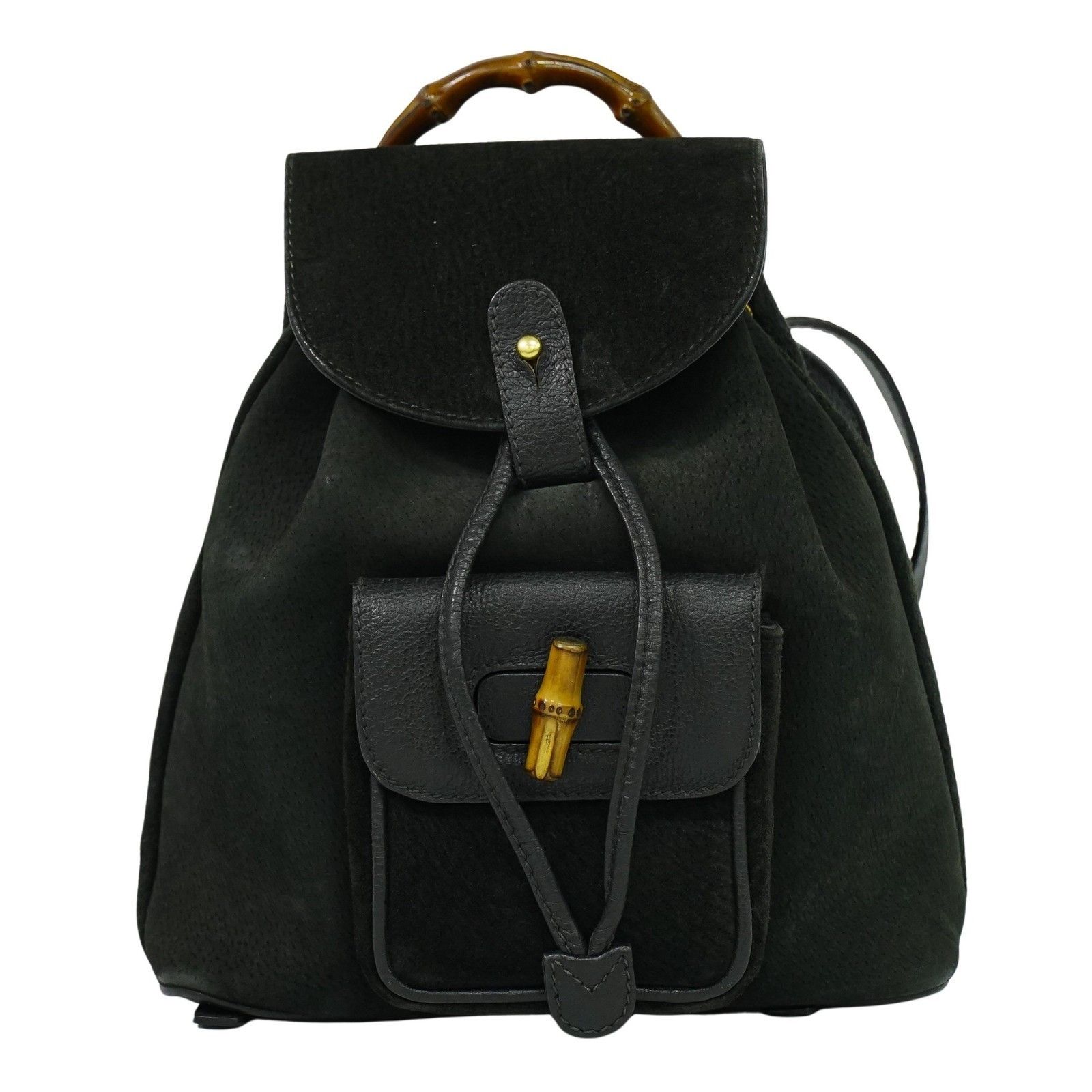 Gucci Gucci Vintage Bamboo Backpack Suede Size ONE SIZE - 1 Thumbnail