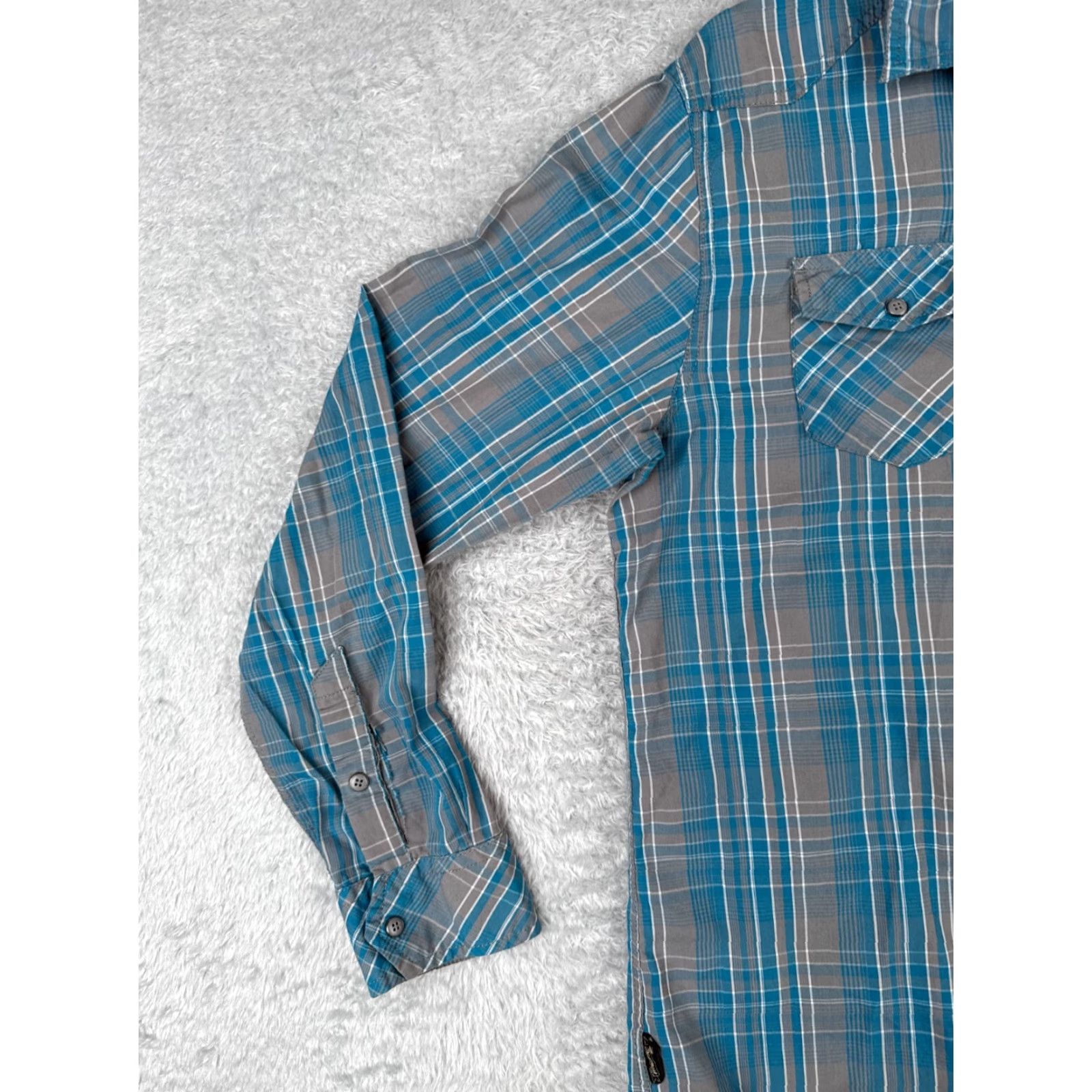 Empyre Empyre Button-Up Shirt Mens Large Blue Plaid Western Cotton Long Sleeve Snap-Collar Size US L / EU 52-54 / 3 - 3 Thumbnail