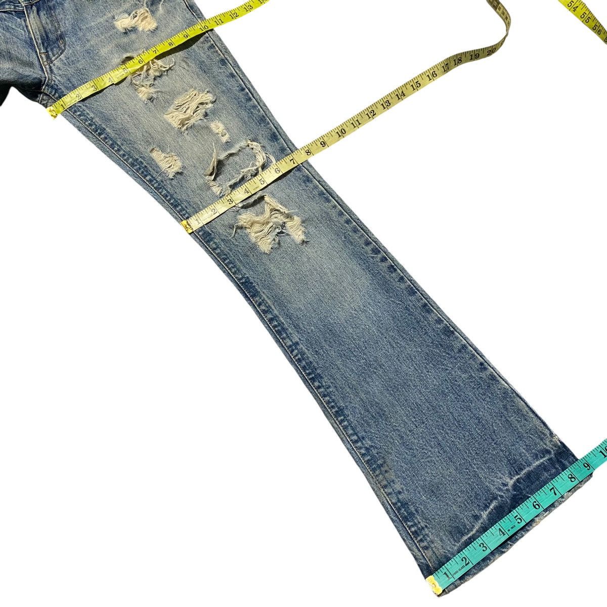 Le Grande Bleu (L.G.B.) Midas Machiavel Hole Distressed Denim Flare Jeans Size US 29 - 23 Thumbnail