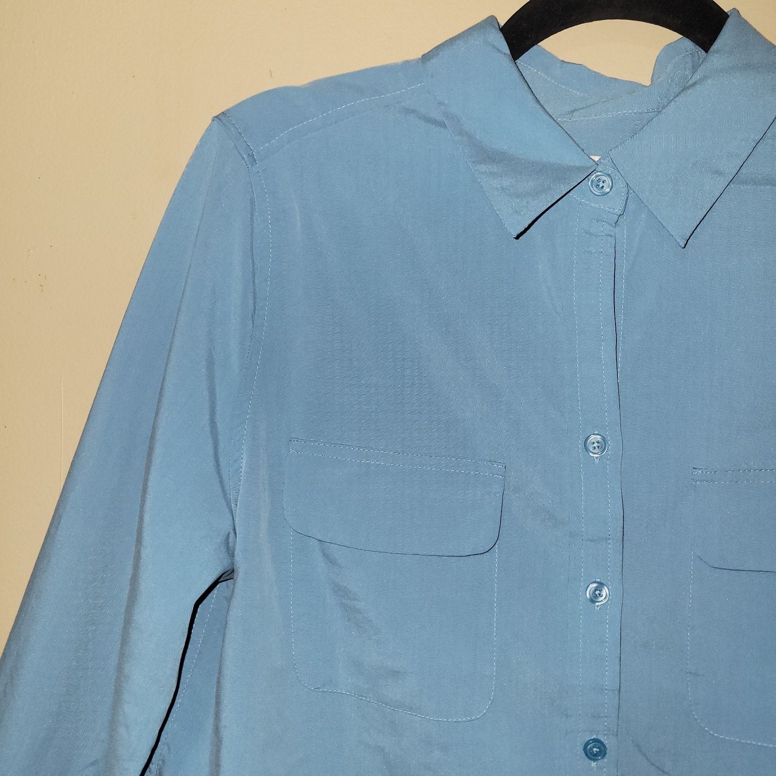 & Other Stories Chico's Womens Sz 1 Button Up Blouse Collared Long Sleeve Size L / US 10 / IT 46 - 2 Thumbnail