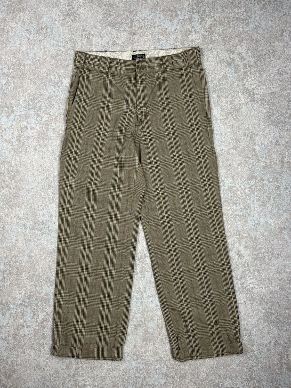 Stussy Vintage Stussy Plaid Brown Tartan Check Dress Pants Size 30 Size US 30 / EU 46 - 3 Thumbnail
