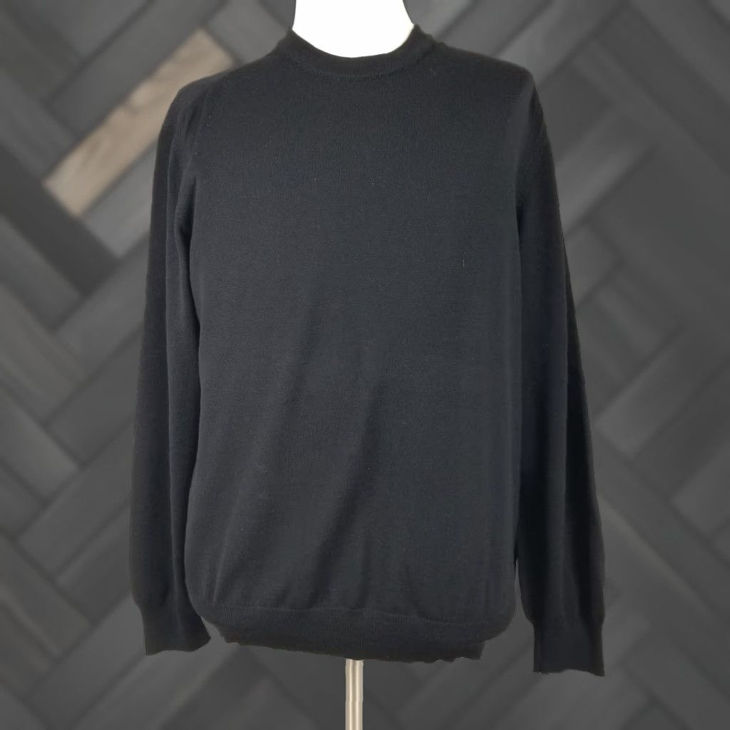 VINTAGE Black Brown 1826 Sweater Mens XL Wool Pullover Crewneck