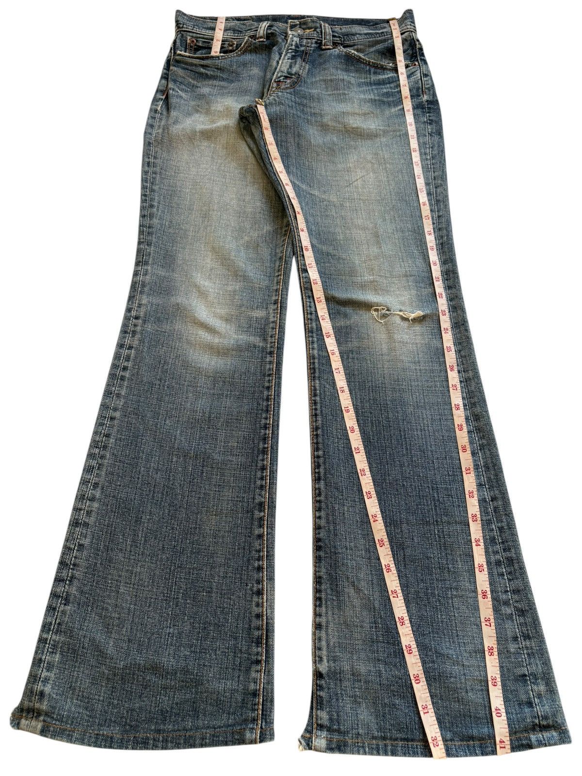 Japanese Brand Vintage Japanese Brand Faded Wash Distress Rip Flare Jeans Size US 30 / EU 46 - 13 Thumbnail