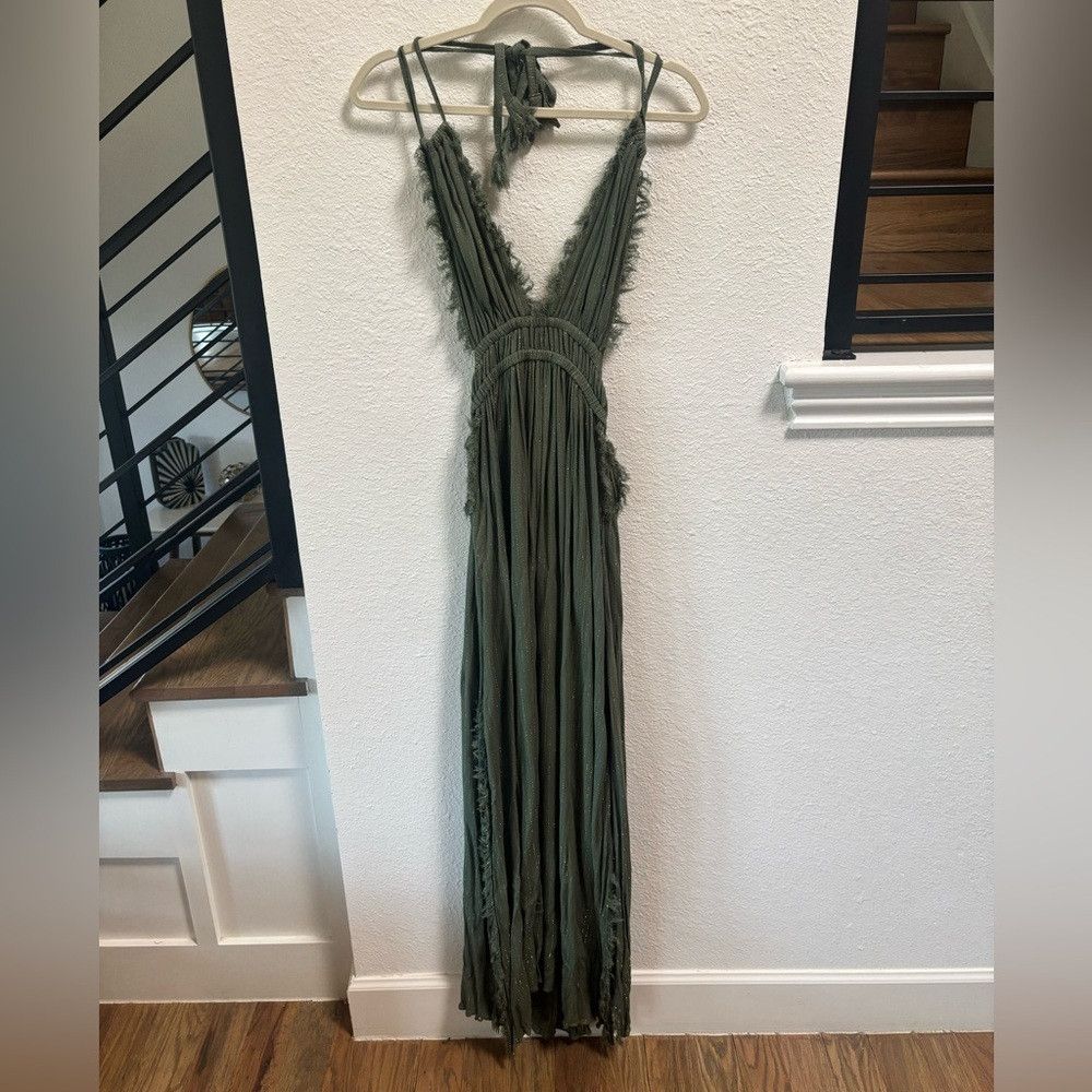 Other Boho Green and Gold Fringe Festival Dress Size S / US 4 / IT 40 - 1 Thumbnail
