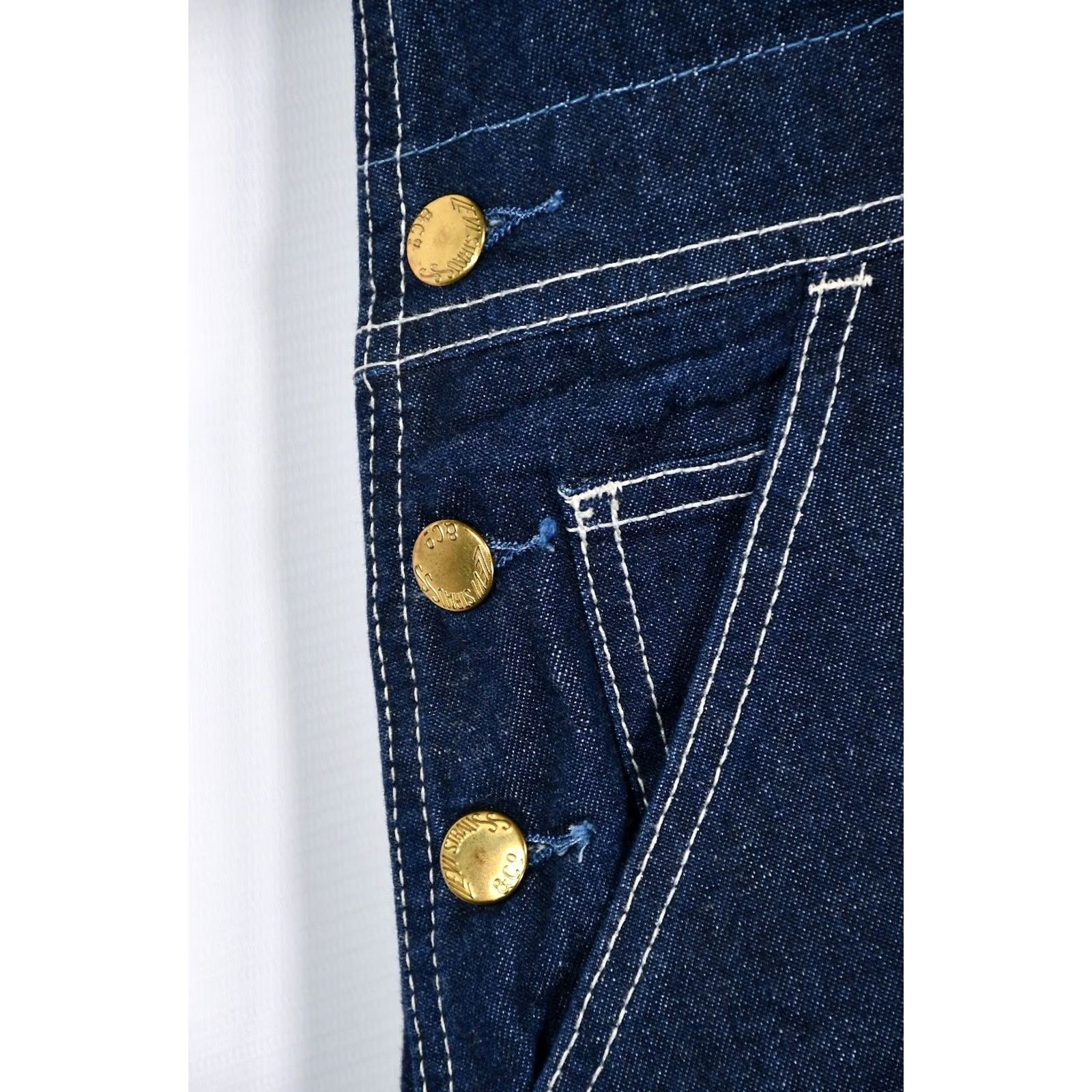 Levi's VINTAGE Levi’s 667 Orange Tab Overalls Denim Bib Jeans Men XL Blue Cotton Denim Straight Jeans Mens XL Blue 90s Size US 36 / EU 52 - 6 Thumbnail