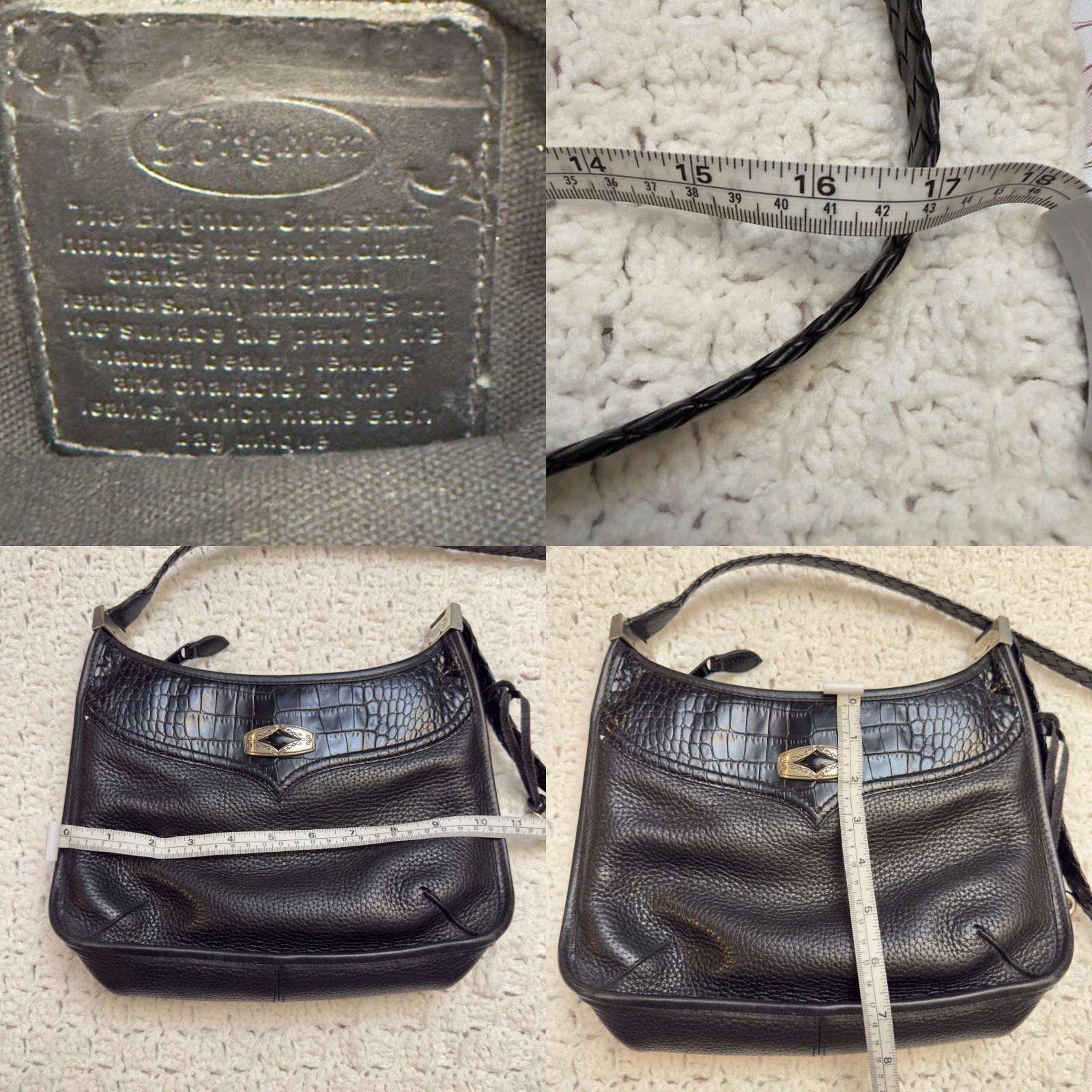 Brighton Brighton Donna Shoulder Bag Purse Womens Vintage Black Croc Embossed Pattern Bag Chalk? Size ONE SIZE - 9 Thumbnail