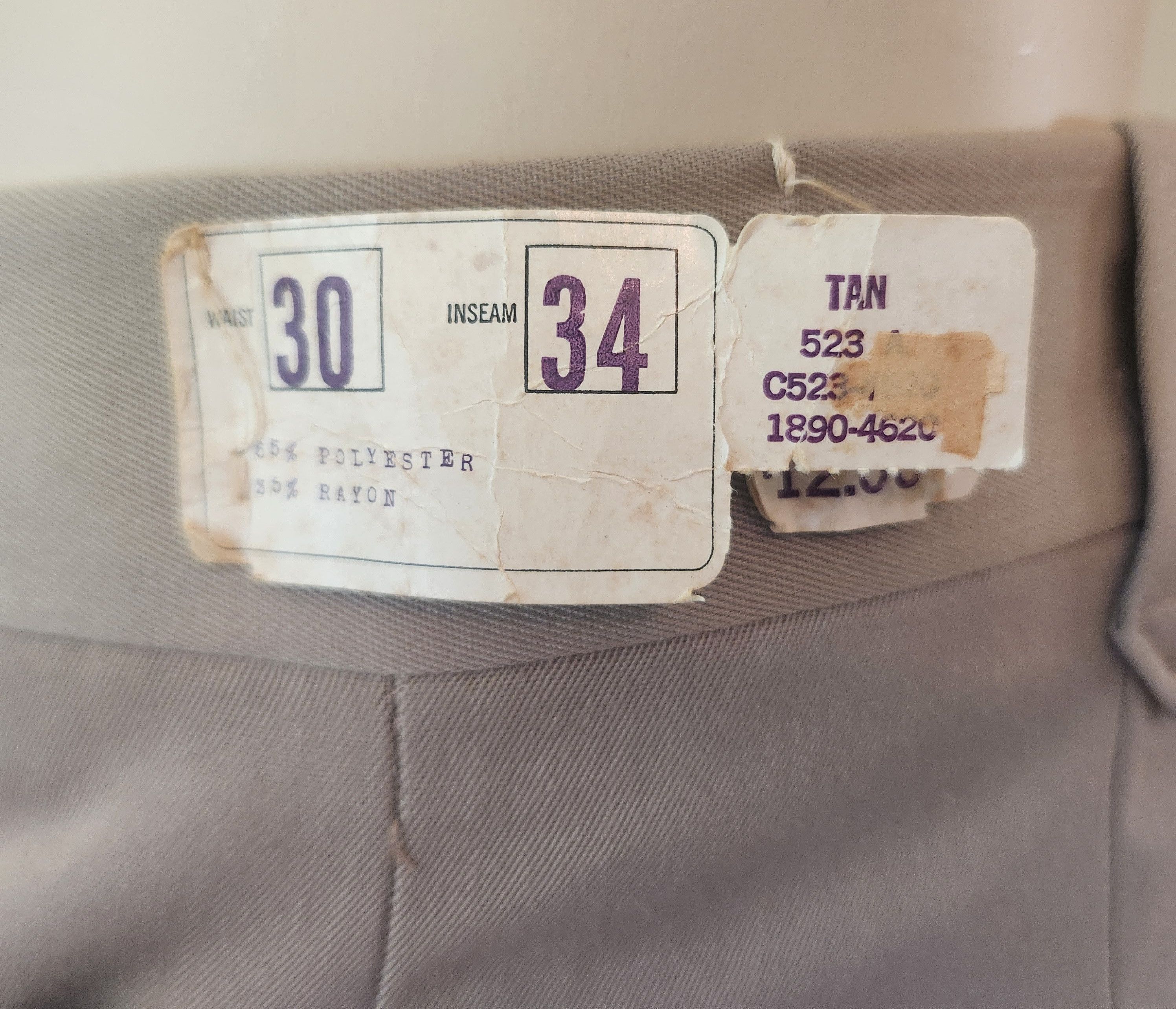 Vintage Vintage pants 29 tan gabardine men NOS Size US 29 - 3 Thumbnail