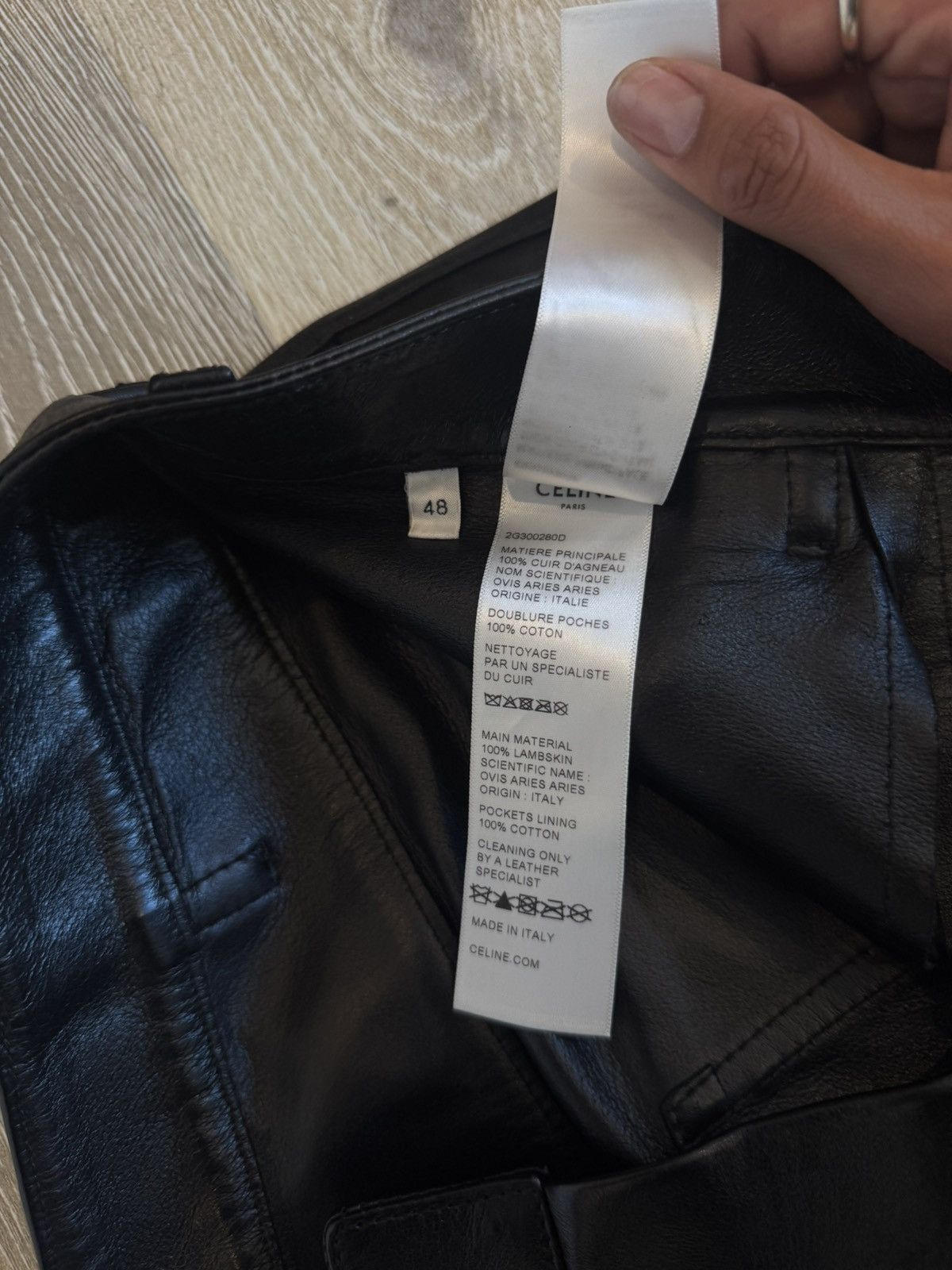 Celine Celine Black Lamb Leather Lou Straight Leg Pants Size US 29 - 16 Thumbnail