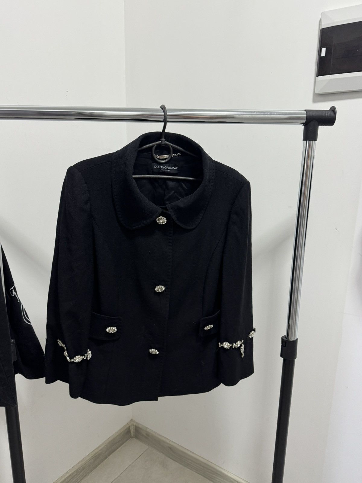 Dolce & Gabbana Dolce Gabbana Wool Embellished Cropped Jacket Crystal Button Size L / US 10 / IT 46 - 1 Thumbnail