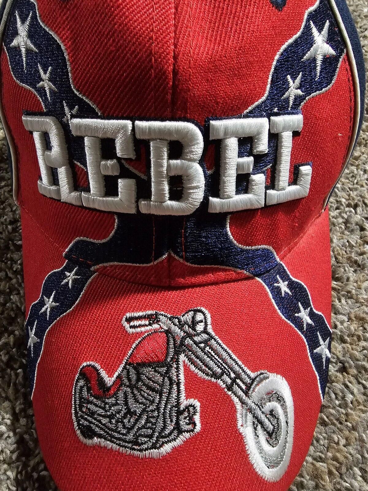 Designer Rebel Motorcycle Baseball Hat Adjustable Strap Embroidered Size ONE SIZE - 4 Thumbnail