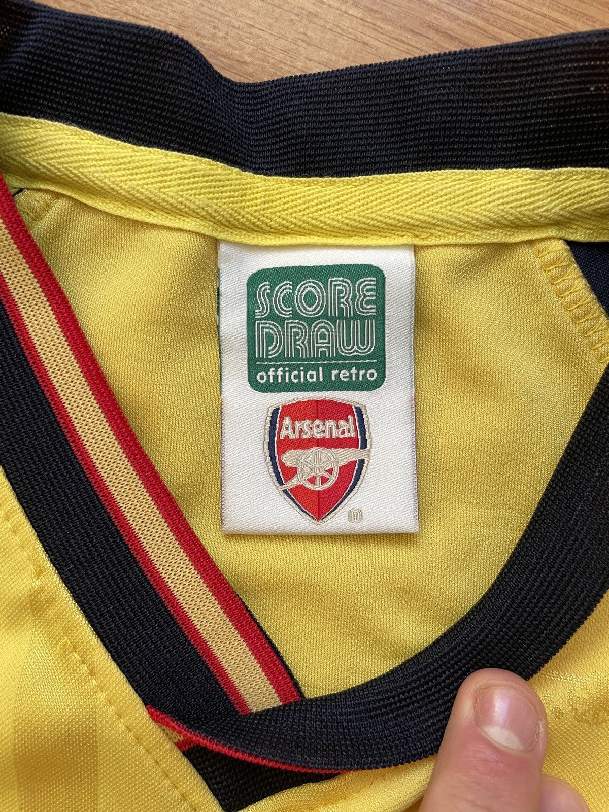 Vintage Arsenal JVC 1988-1989 Away Score Draw Yellow jersey t shirt Size US L / EU 52-54 / 3 - 8 Thumbnail