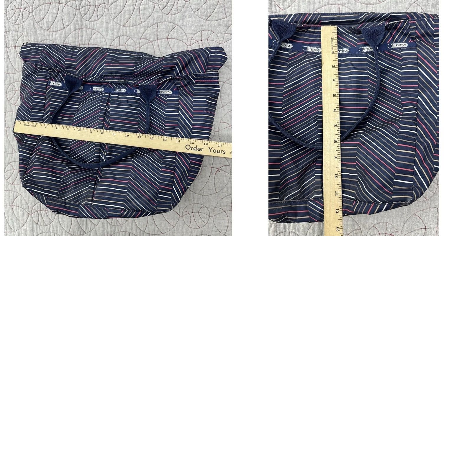 LeSportsac VTG Le Sportsac Large Tote Travel Zip Blue Pink Geometric Size ONE SIZE - 8 Thumbnail