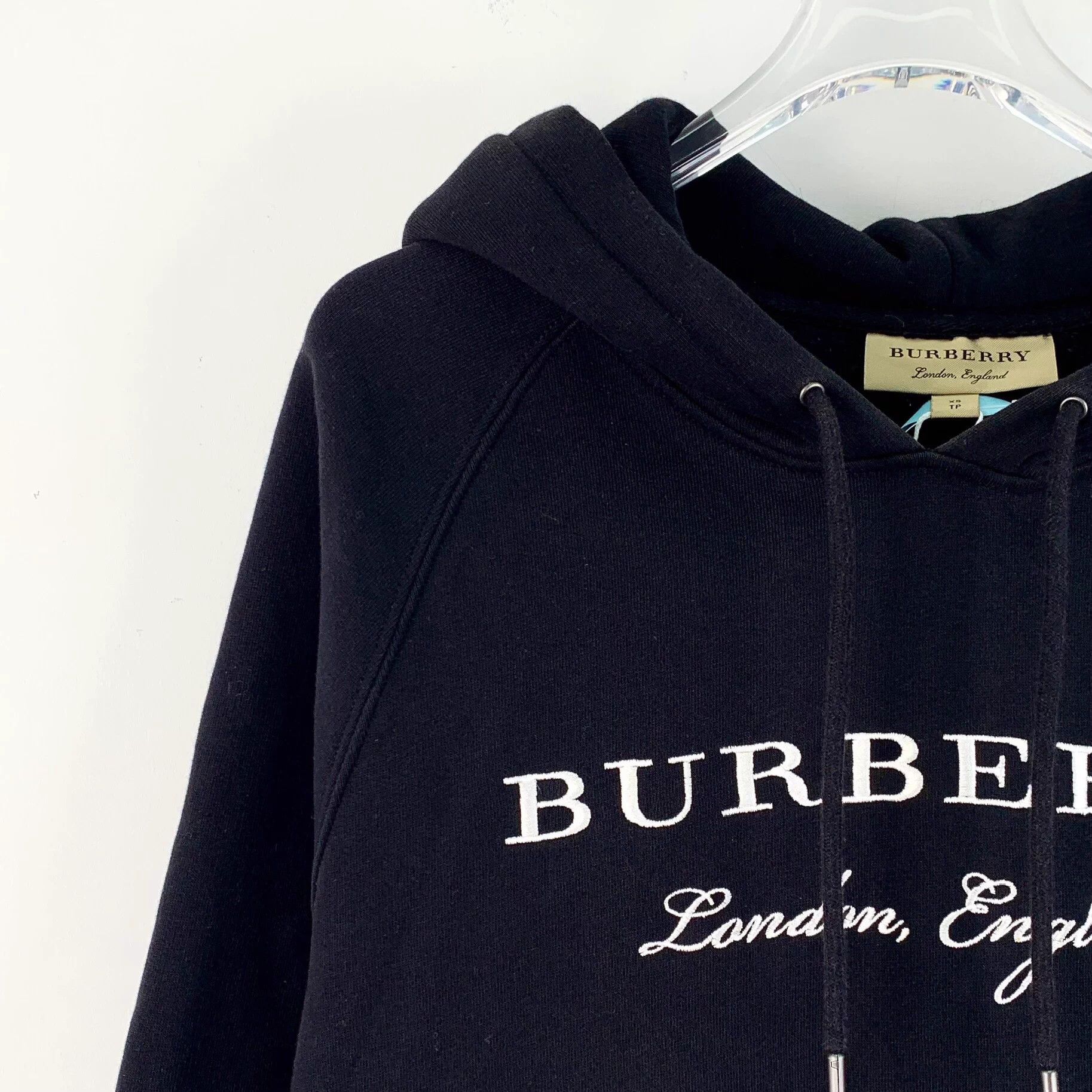 Burberry Burberry Black Logo Embroidered Cotton Hoodie XS Size US XS / EU 42 / 0 - 3 Thumbnail
