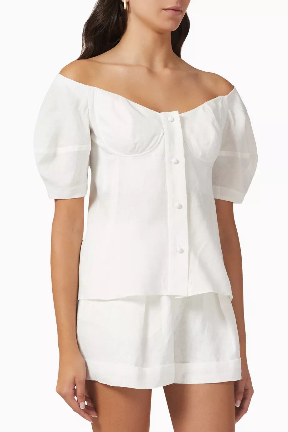 Chloe o1y0825 Linen Shirt in White Size M / US 6-8 / IT 42-44 - 1 Thumbnail