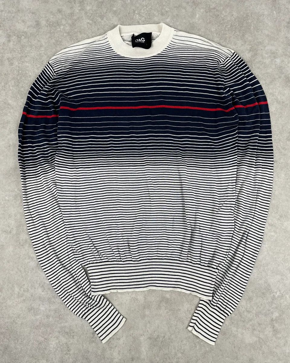 Dolce & Gabbana 2000s Dolce & Gabbana Navy & White Gradient Striped Sweater Size US S / EU 44-46 / 1 - 3 Thumbnail