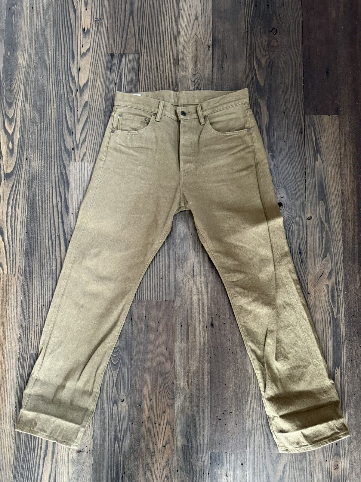 ONI246-OLOL 12OZ WEFT AND WARP SULFUR DYED OLIVE DENIM