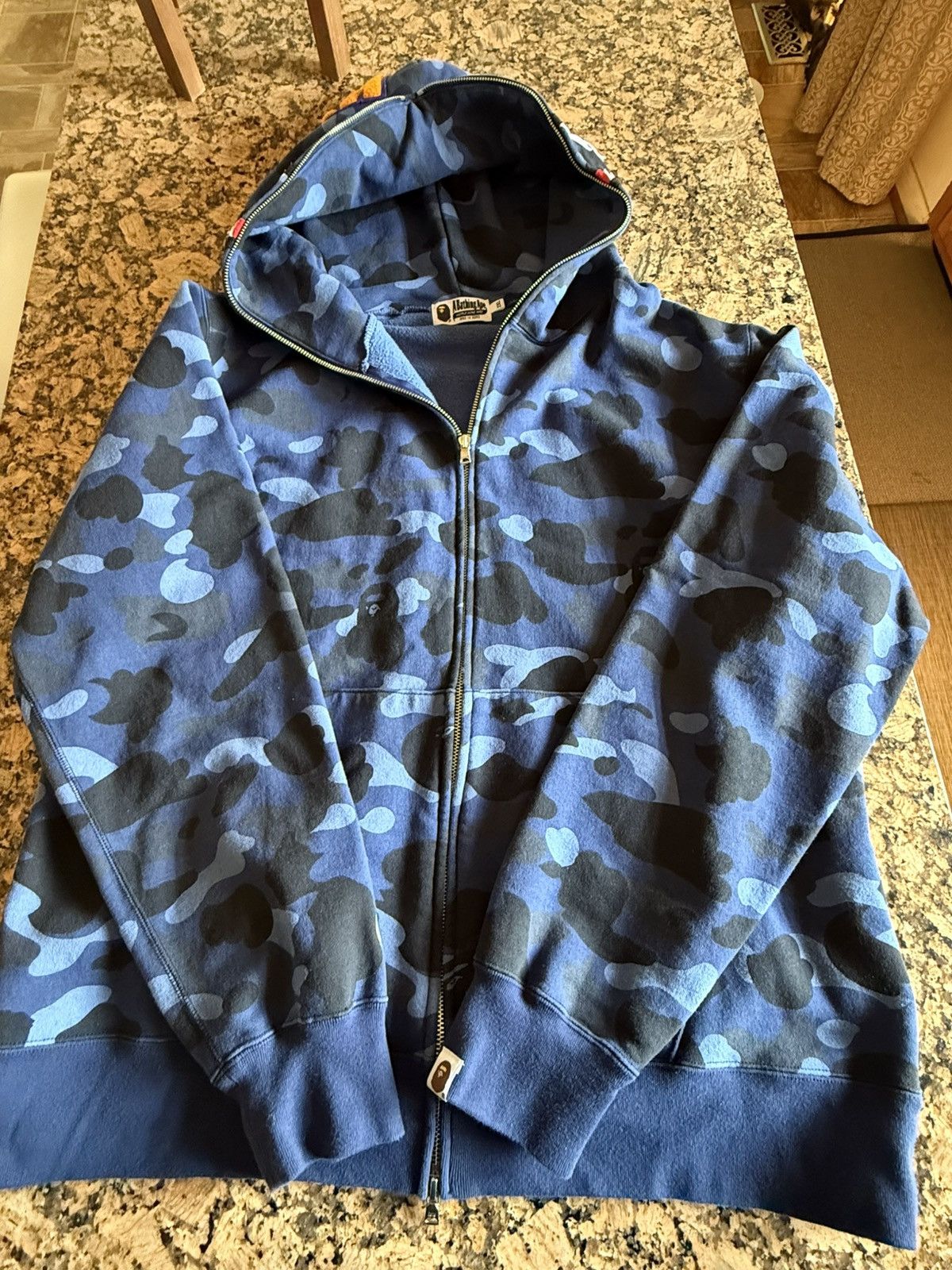 Bape BAPE Blue Color Camo Shark Full Zip Hoodie | Grailed