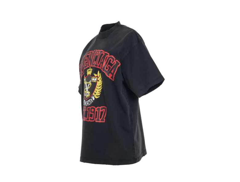 Balenciaga o1s1wg110624 DIY College Vintage Jersey T-Shirt Washed Black Size US XXL / EU 58 / 5 - 2 Thumbnail