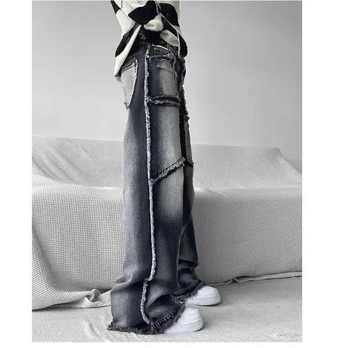 Jean Black Grey Gothic Baggy Jeans Men Women Size US 32 / EU 48 - 4 Thumbnail